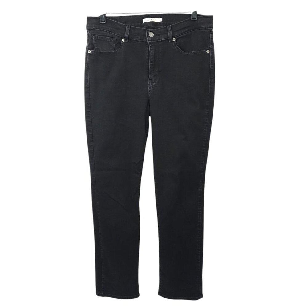 Levis Classic Straight Jeans Women Size 12 Stretch Denim Mid Rise 5 Pocket Black
